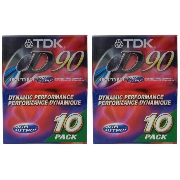 TDK D90 Dynamic Performance IEC I Type I High Output Blank Cassette Tapes 2x10